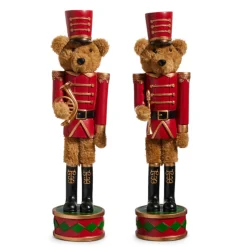 Raz 14.75" Teddy Bear Nutcracker Christmas Decoration Set Of 2 4419010