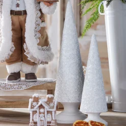 Raz 16.5" Textured White Cone Tree Set Of 2 Christmas Decoration 4412130