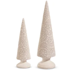Raz 16.5" Textured White Cone Tree Set Of 2 Christmas Decoration 4412130