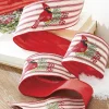Raz 4" Ticking Stripe Cardinal Embroidered Wired Christmas Ribbon R4227725