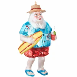 Raz 5.25" Tropical Santa Glass Christmas Ornament 4019097