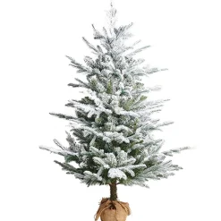 Raz 4.5' Unlit Flocked Tree In Burlap Bag Christmas Decoration 4341765
