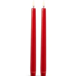 Raz 10" Uyuni Battery Operated Metallic Red Taper Candle With Lighted Flickering Wick 4432951