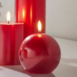 Raz 4" Uyuni Metallic Red Round Battery Operated Candle With Lighted Flickering Wick 4434528