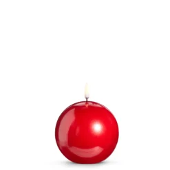Raz 4" Uyuni Metallic Red Round Battery Operated Candle With Lighted Flickering Wick 4434528