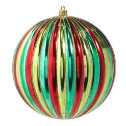 Raz 6" Vintage Colorful Striped Ball Christmas Ornament 4432725