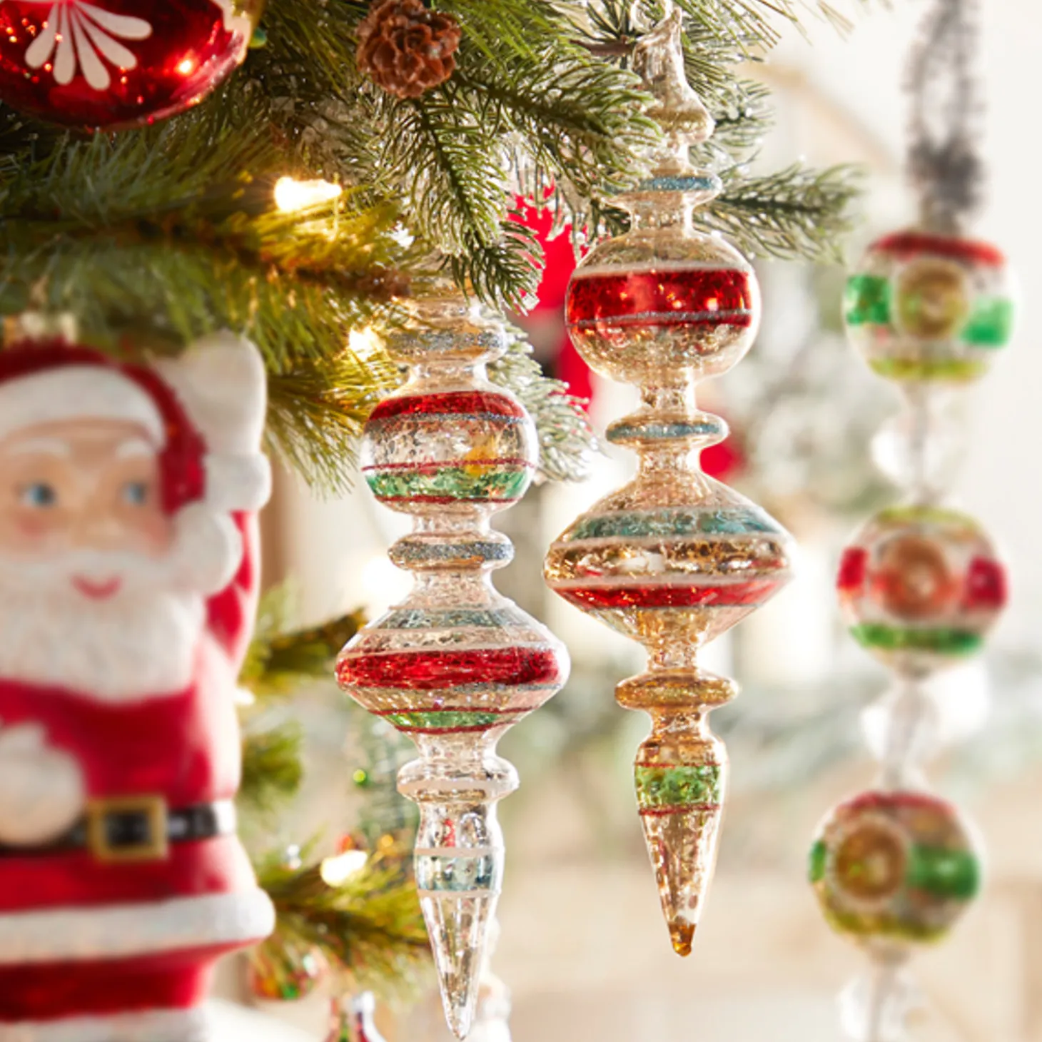 Raz 9.75" Vintage Finial Glass Christmas Ornament 4124510