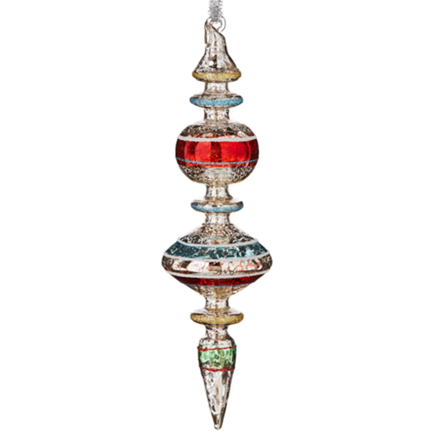 Raz 9.75" Vintage Finial Glass Christmas Ornament 4124510
