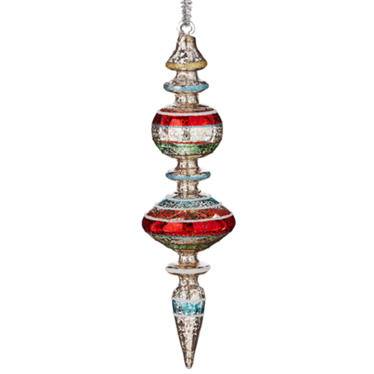 Raz 9.75" Vintage Finial Glass Christmas Ornament 4124510