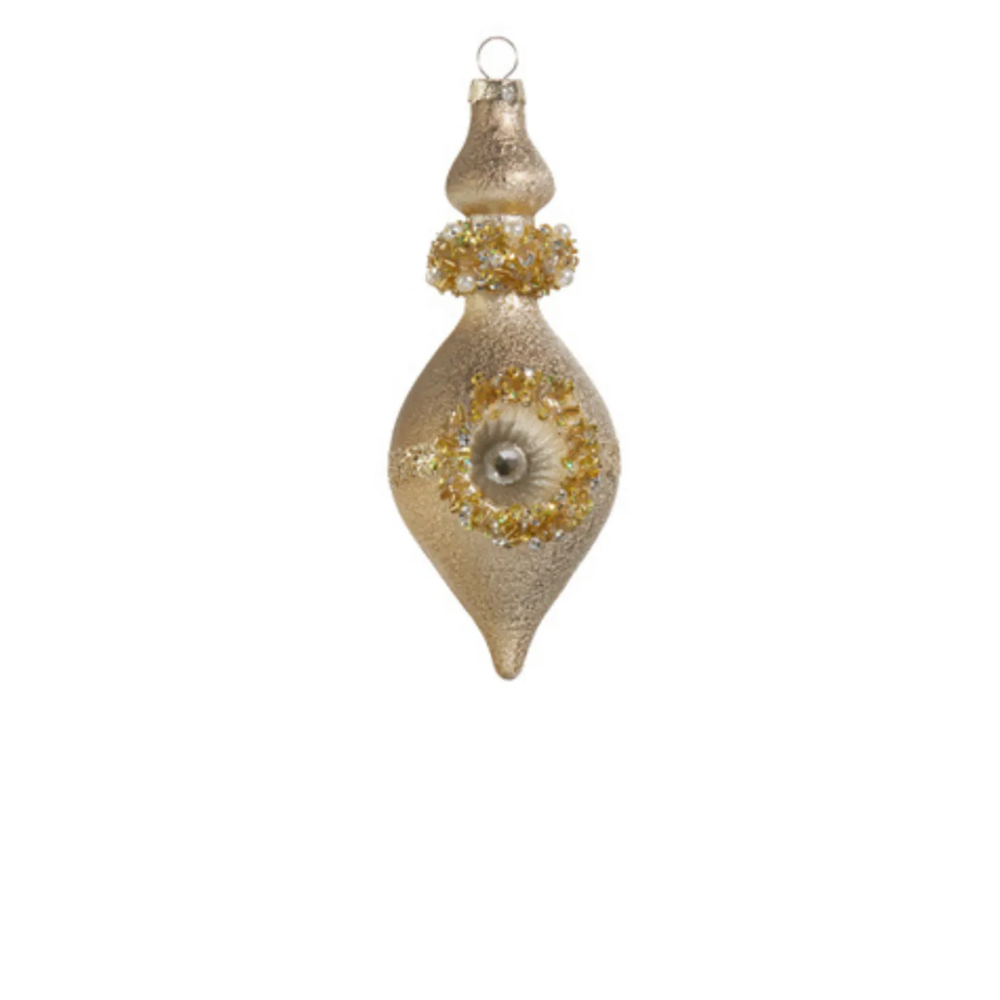 Raz 6.25" Vintage Inspired Gold Glass Final Christmas Ornament With Reflectors 4424661