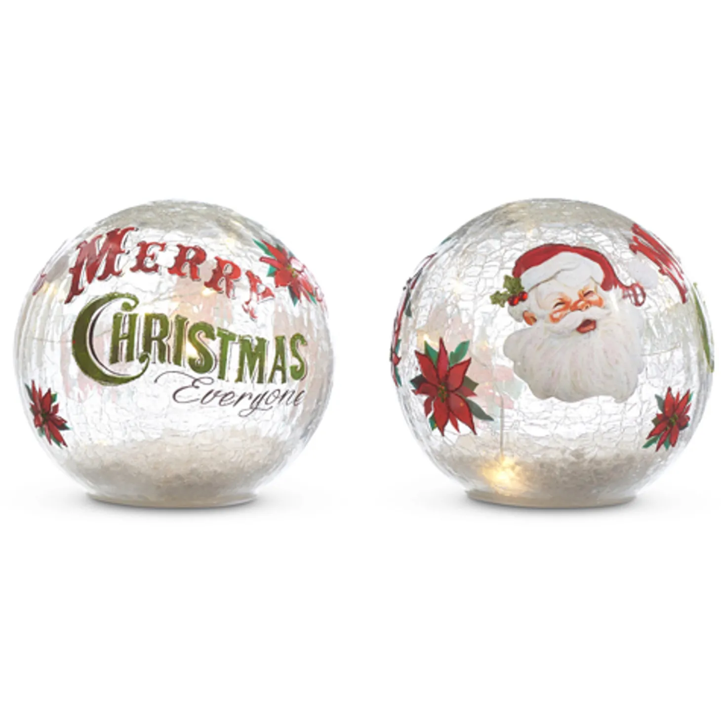 Raz 6" Vintage Inspired Merry Christmas Lighted Crackle Ball Glass Christmas Decoration 4324624
