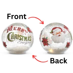 Raz 6" Vintage Inspired Merry Christmas Lighted Crackle Ball Glass Christmas Decoration 4324624