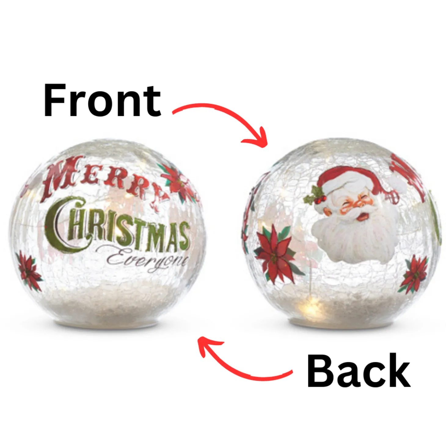Raz 6" Vintage Inspired Merry Christmas Lighted Crackle Ball Glass Christmas Decoration 4324624
