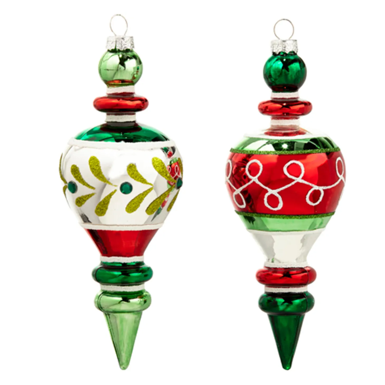 Raz 7" Vintage Inspired Red And Green Glass Finial Christmas Ornament 4424511