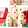 Raz 15.5" Vintage Post Card Lighted Bottle Brush Trees Set Of 3 4316115