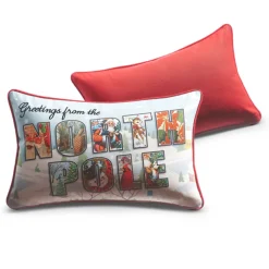 Raz 18" Vintage Postcard Lumbar Christmas Pillow 4321332