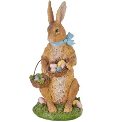 Raz 10.5" Vintage Rabbit With Basket Of Eggs Easter Figure 4211092