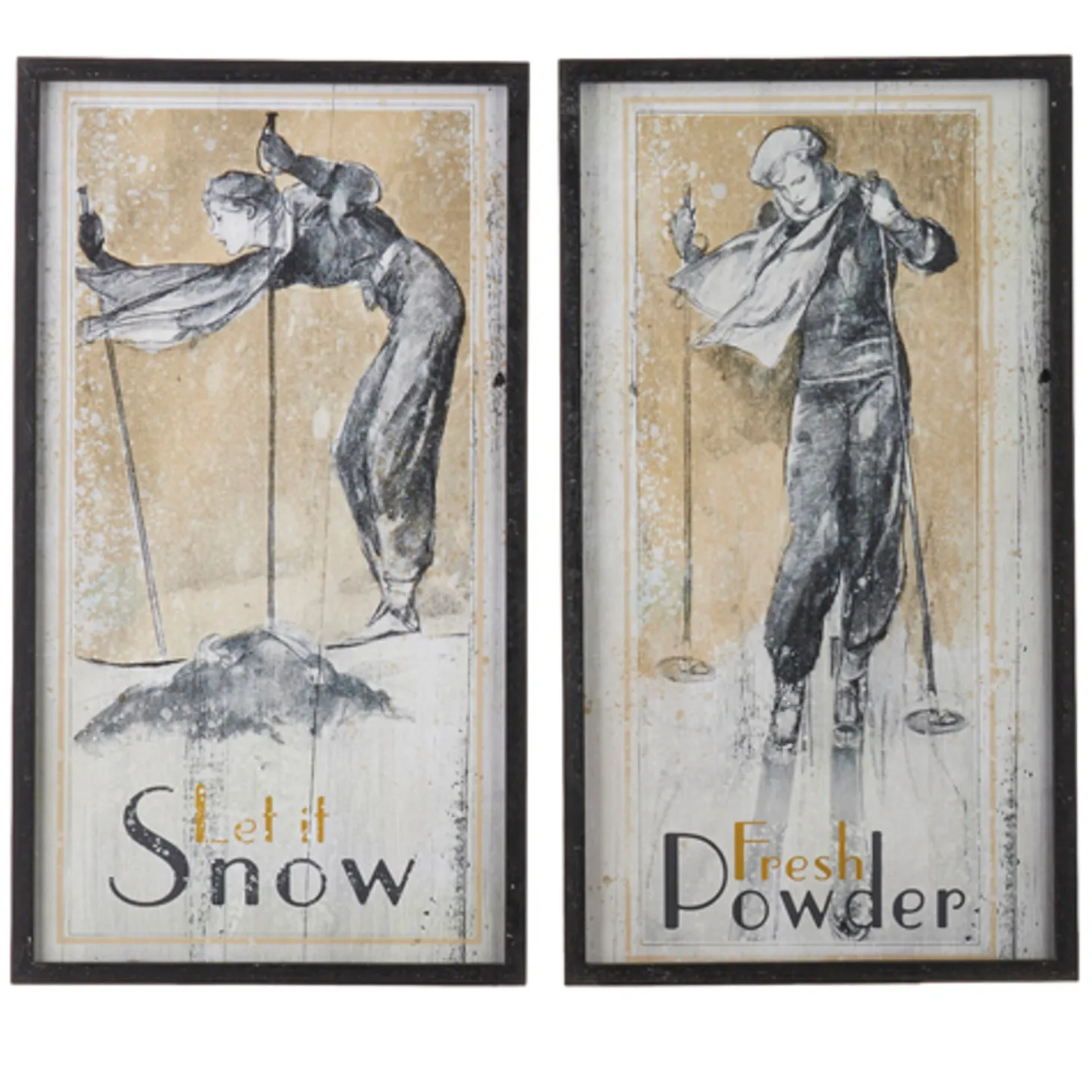 Raz 28" Vintage Ski Framed Wooden Christmas Wall Art 4144581