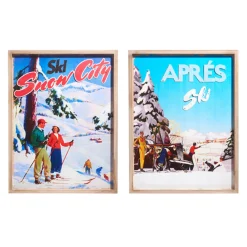 Raz 21.75" Vintage Ski Wall Sign Set Of 2 Christmas Decoration 4312361