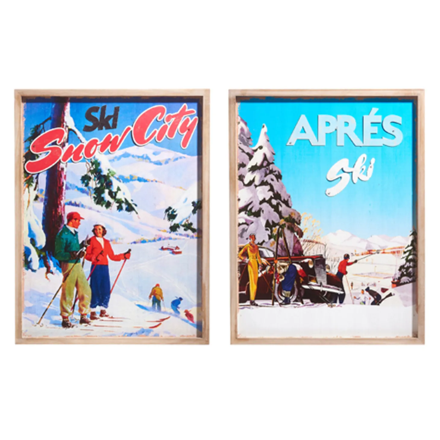 Raz 21.75" Vintage Ski Wall Sign Set Of 2 Christmas Decoration 4312361