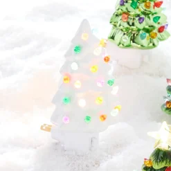 Raz 6" Vintage White Ceramic Christmas Tree Night Light 4319166