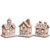 Raz 4.25" White And Brown Lighted Gingerbread House Christmas Ornament Set Of 3 4416149