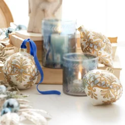 Raz 4" White And Gold Embellished Glass Christmas Ornament 4322842