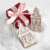 Raz 4" White And Pink Gingerbread Church Christmas Ornament Set Of 2 4310202
