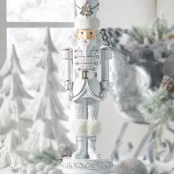 Raz 22.75" White And Silver Christmas Nutcracker Decoration 4457662