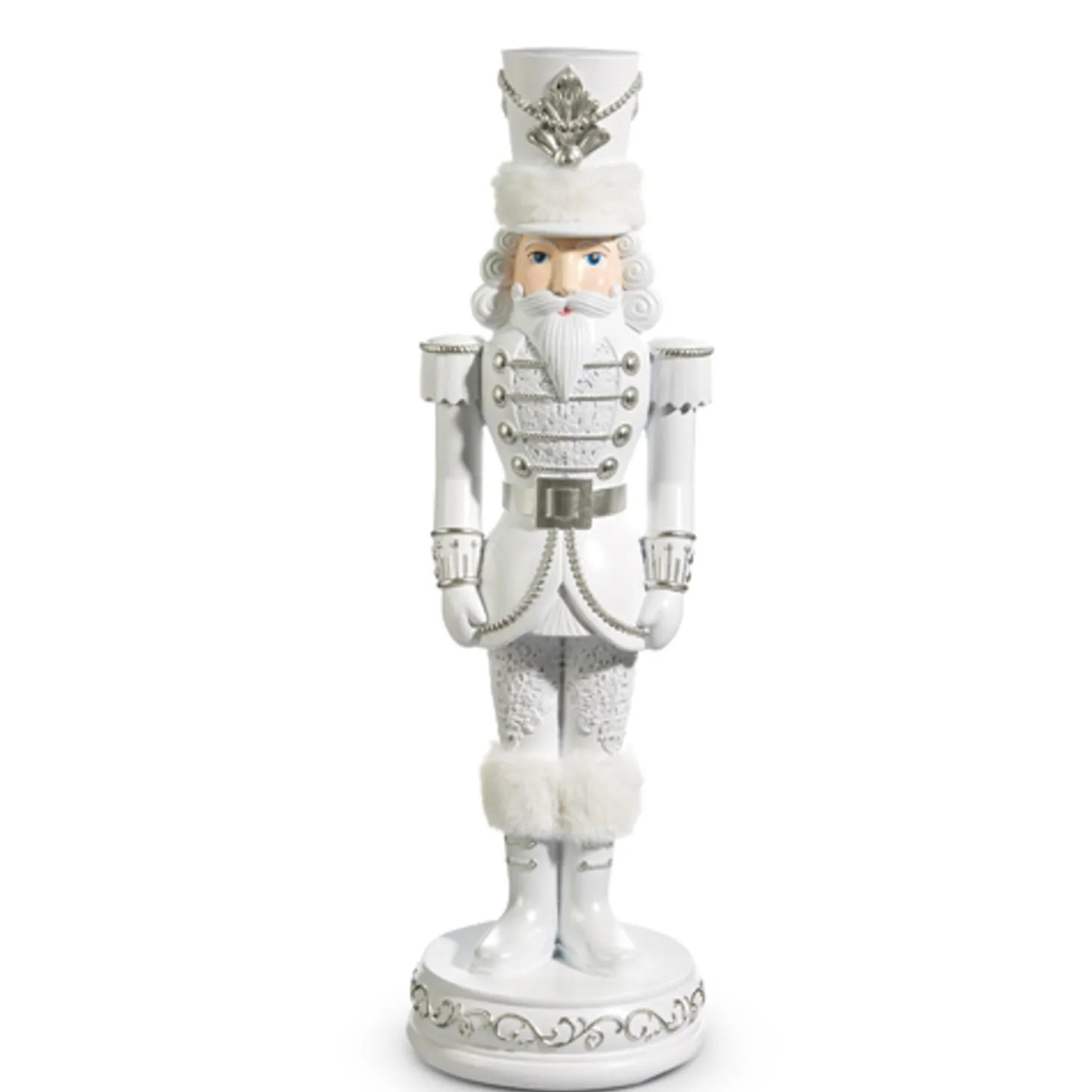 Raz 22.75" White And Silver Christmas Nutcracker Decoration 4457662