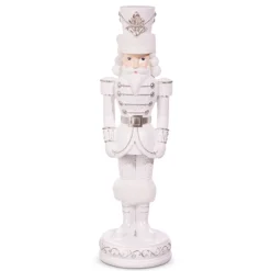 Raz 13" White And Silver Nutcracker Christmas Decoration 4457621