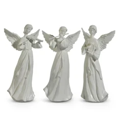 Raz 14" White Angel With Instrument Christmas Figures Set Of 3 4411301