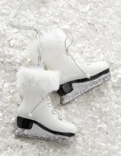 Raz 5.5" White Fur Trim Skates Glass Christmas Ornament 4220921