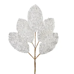 Raz 23" White Glitter Magnolia Leaf Christmas Tree Spray F4206774