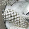 Raz 5.75" White Glittered Pinecone Glass Christmas Ornament 4322818