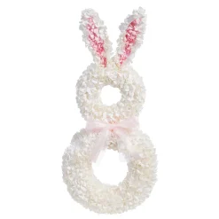 Raz 22" White Hydrangea Easter Bunny Wreath W4453341