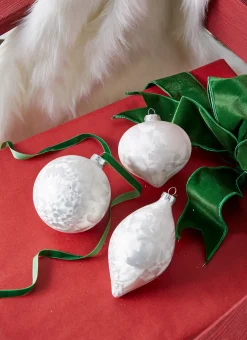 Raz 4" White Matte Crackle Glass Christmas Ornament 4322857