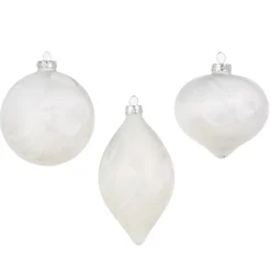 Raz 4" White Matte Crackle Glass Christmas Ornament 4322857