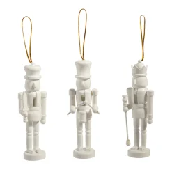 Raz 5.75" White Nutcracker Christmas Ornament Set Of 3 4422800