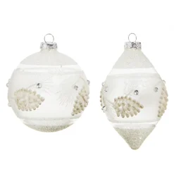 Raz 4" White Textured Pinecone Glass Christmas Ornament 4324587