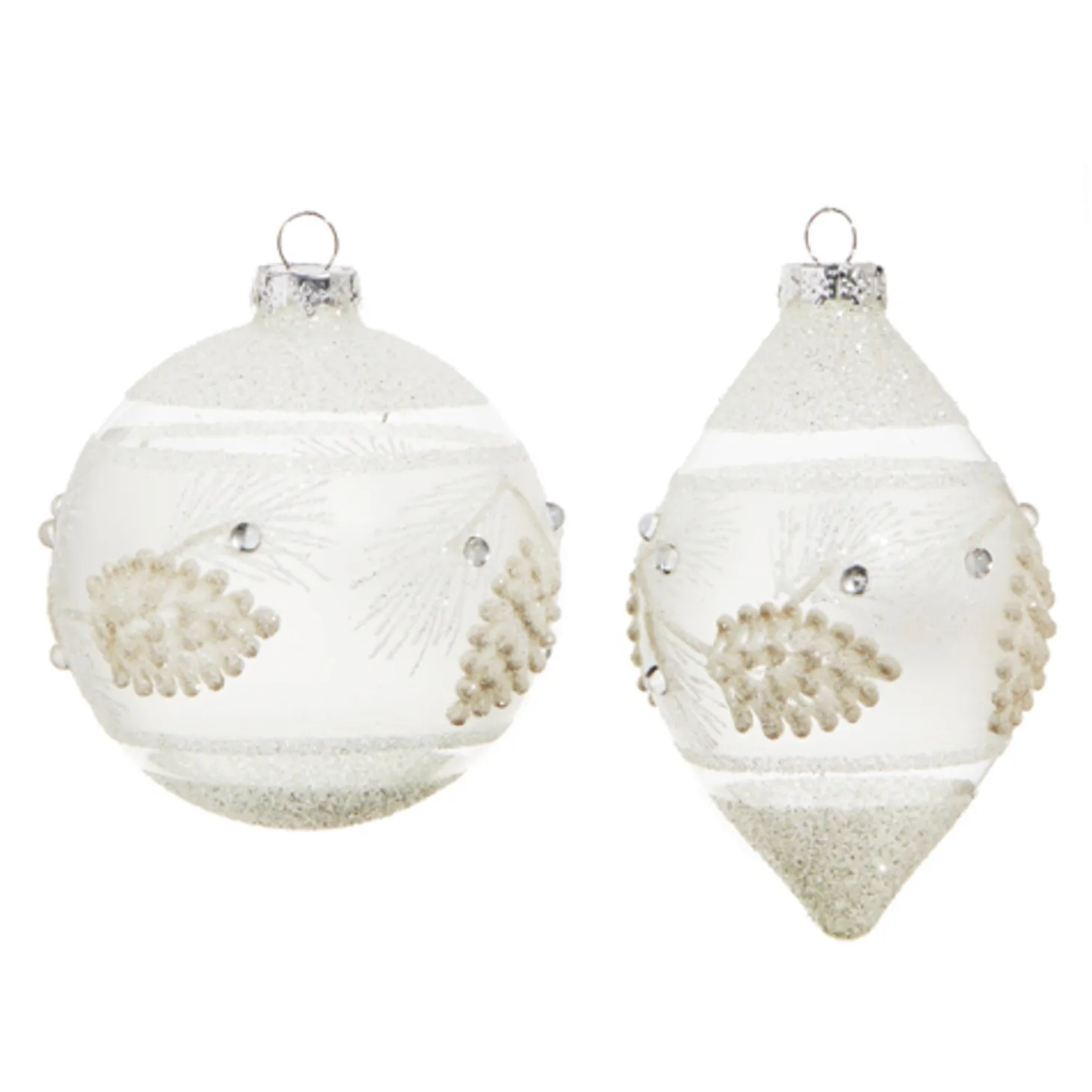 Raz 4" White Textured Pinecone Glass Christmas Ornament 4324587