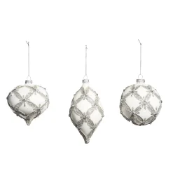 Raz 4" White With Silver Embellishment Glass Christmas Ornament 4322834