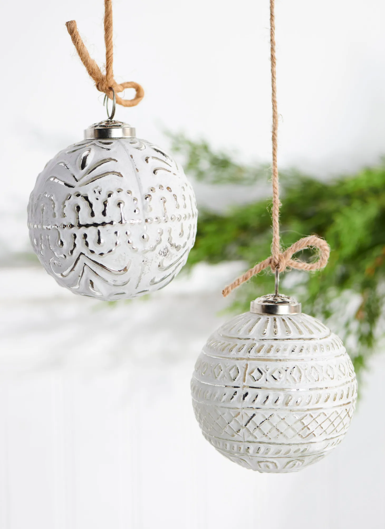 Raz 4" Whitewashed Mercury Glass Ball Christmas Ornament 4238333