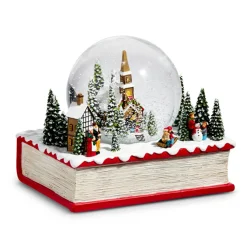 Raz 7.5" Winter Church Musical Water Globe On Book Christmas Decoration 4415554