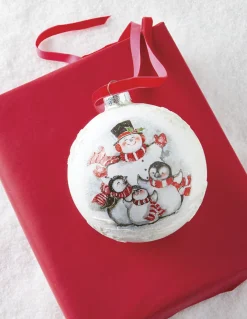 Raz 5" Winter Friends Glass Ball Christmas Ornament 4124550
