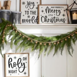 Raz Black And White Wooden Framed Metal Christmas Signs