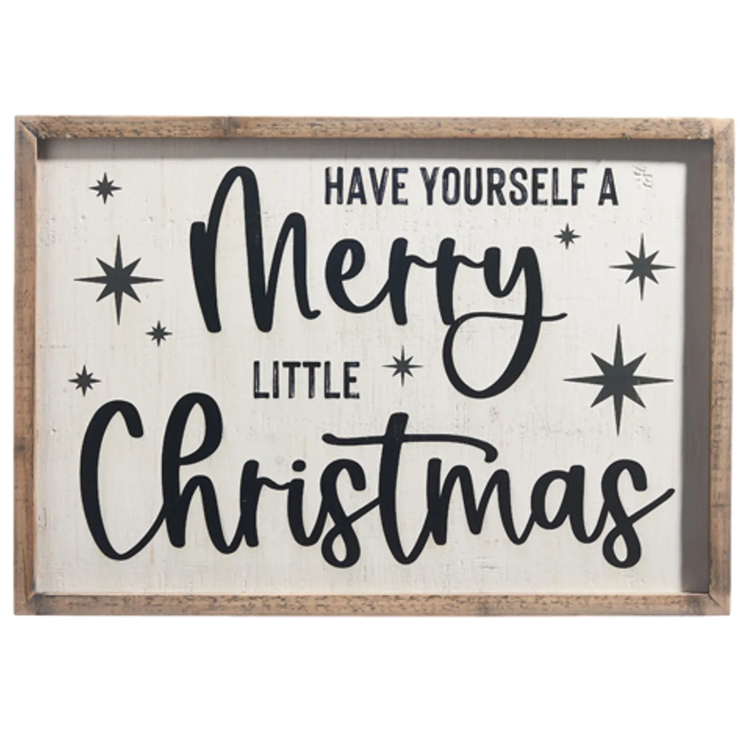 Raz Black And White Wooden Framed Metal Christmas Signs