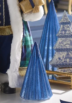 Raz Blue Ribbed Glass Christmas Tree Decorations 4422867
