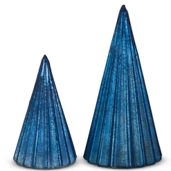 Raz Blue Ribbed Glass Christmas Tree Decorations 4422867