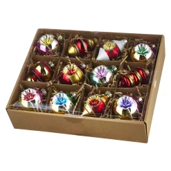 Raz Box Of 12 3.25" Bright Vintage Glass Christmas Ornaments 4120894